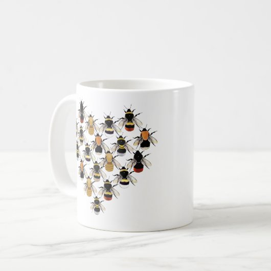Bienen-Herz-Tasse Kaffeetasse (Vorderseite Links)