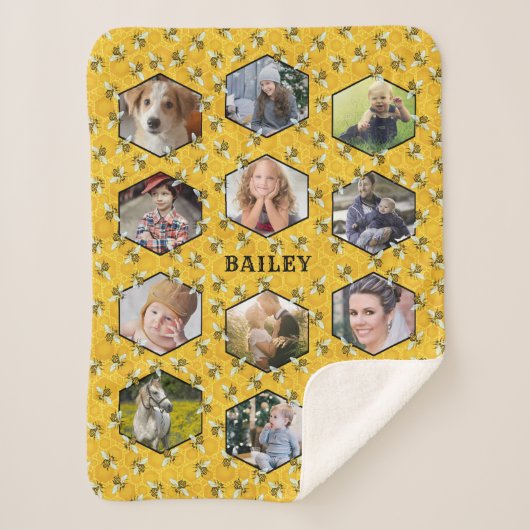 Bienen Honeycomb Instagram DIY Familie Foto Collag Sherpadecke (Vorderseite)