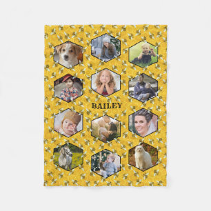 Bienen Honeycomb Instagram DIY Family Foto Collage Fleecedecke