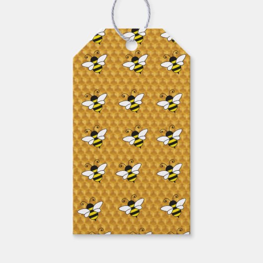 Bienen-Honeycombs-Gift-Tag Geschenkanhänger (Vorderseite)