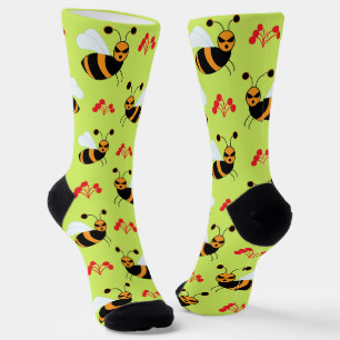 Bienen Honigbiene Rote Blumen Muster Socken