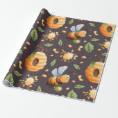 Bienen, Honigwaben, Blätter und Honeydrops Geschenkpapier (Ungerollt)