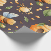 Bienen, Honigwaben, Blätter und Honeydrops Geschenkpapier (Ecke)