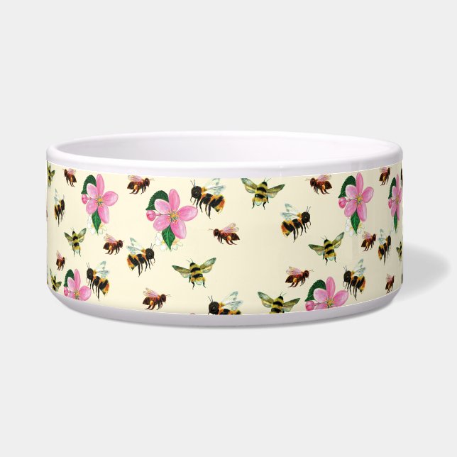 Bienen & Hummeln & Rosa Frühlingsblüten Napf (Vorderseite)