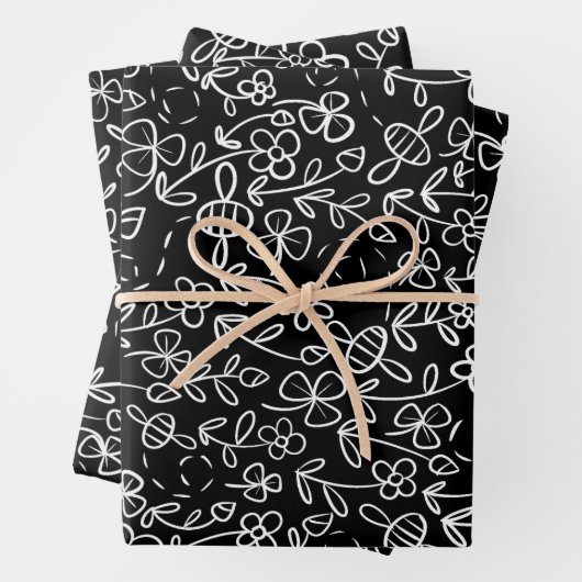 Bienen im Garten in Schwarz und Weiß Geschenkpapier Set (Beispiel)