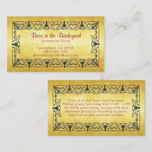Bienen im Hinterhof-Gold-Leaf Visitenkarte (Vorne/Hinten)