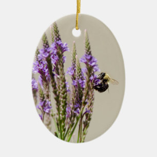 Bienen in einem winzigen Lila Wald Keramik Ornament
