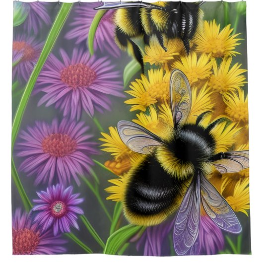 Bienen in einer Blume Duschvorhang (Vorderseite)