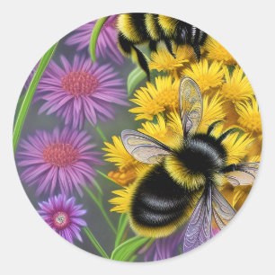 Bienen in einer Blume Runder Aufkleber