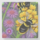 Bienen in einer Blume Steinuntersetzer (Vorderseite)