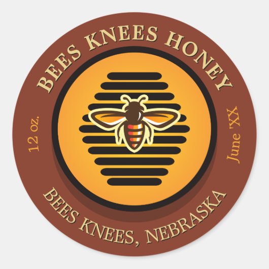 Bienen Knees Beehive Dark Amber Honey Jar Labels Runder Aufkleber (Vorderseite)