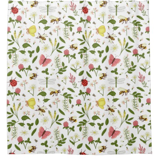 Bienen Ladybugs und Schmetterlinge Duschvorhang (Vorderseite)