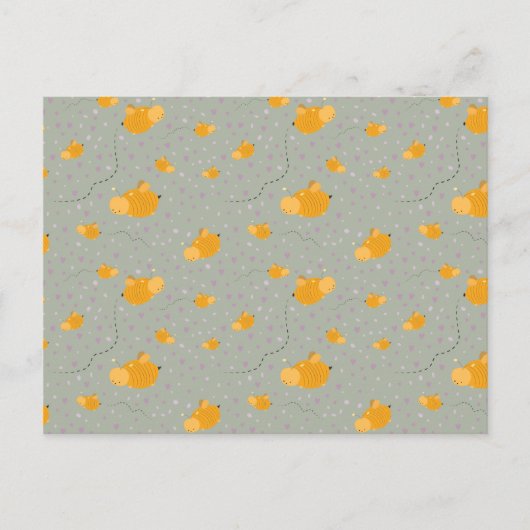 Bienen Liebe Bee Happy Postcard - Green Postkarte (Vorderseite)
