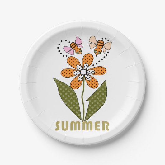 Bienen Liebe Sommer und ich auch Pappteller (Vorderseite)