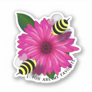 Bienen-Lunch-Date auf rosa Blume Aufkleber