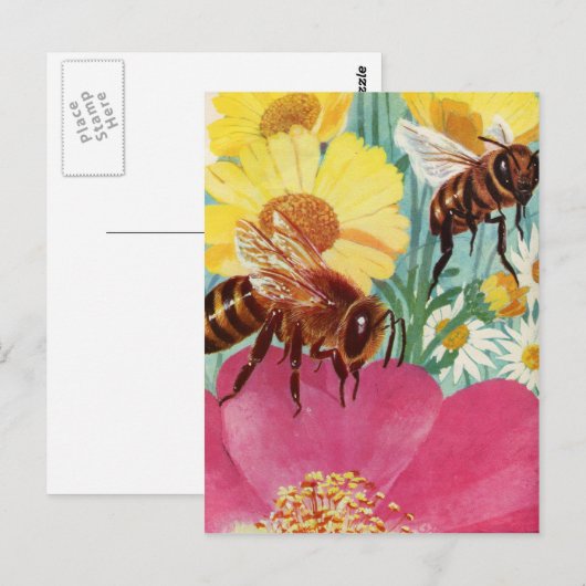 Bienen machen Honig Postkarte (Vorne/Hinten)