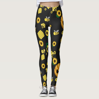 Bienen mit Bienenstöcken und Sonnenblumen Leggings