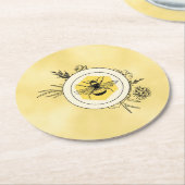 Bienen-Papieruntersetzer Runder Pappuntersetzer (Angewinkelt)