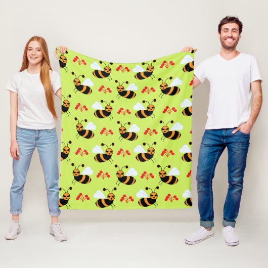 Bienen Rote Blume Muster Fleecedecke (Beispiel)