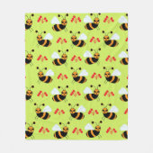 Bienen Rote Blume Muster Fleecedecke (Vorderseite)