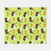 Bienen Rote Blume Muster Fleecedecke (Vorderseite (Horizontal))