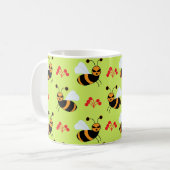 Bienen Rote Blume Muster Kaffeetasse (Vorderseite Links)
