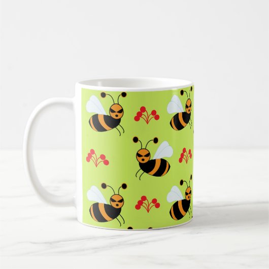 Bienen Rote Blume Muster Kaffeetasse (Links)