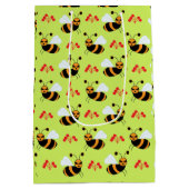 Bienen Rote Blume Muster Mittlere Geschenktüte (Rückseite)
