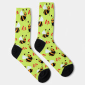 Bienen Rote Blume Muster Socken (Rechts)