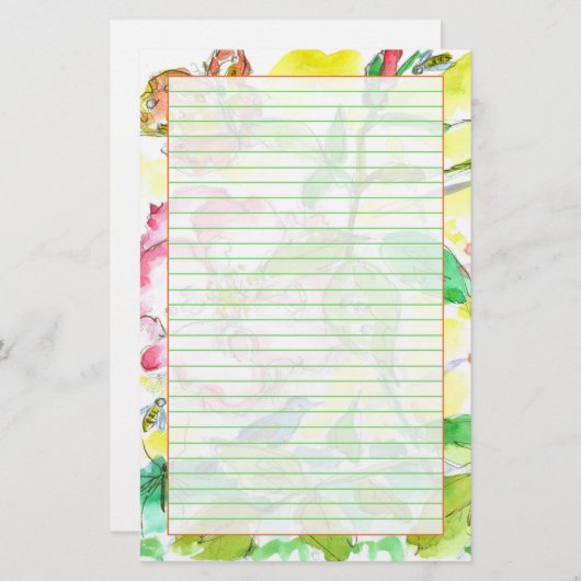 Bienen Schmetterlinge Bluebirds GrünLinder Briefpapier (Vorne/Hinten)