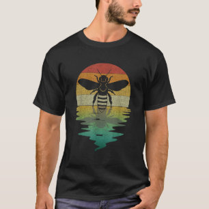 Bienen-Silhouette Sonnenuntergang Retro Vintage 70 T-Shirt