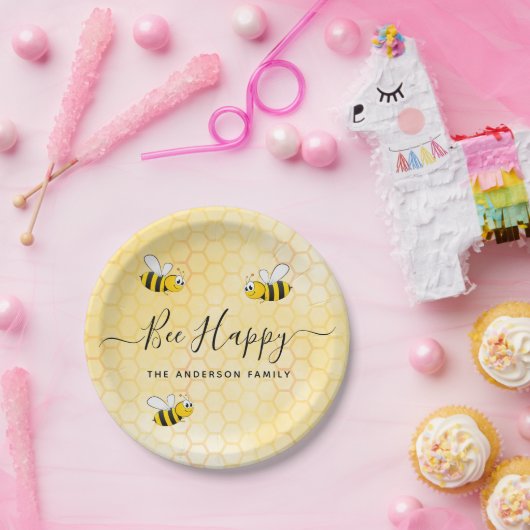 Bienen sind glücklich Sommerspass Spaß Name Pappteller (Party)