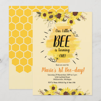 Bienen-Sonnenblume-1. Geburtstags-Party Einladung