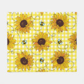 Bienen, Sonnenblumen, karierte, Vintage Muster. Fleecedecke (Vorderseite (Horizontal))
