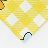 Bienen, Sonnenblumen, karierte, Vintage Muster. Fleecedecke (Ecke)