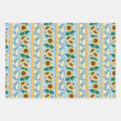 Bienen Sonnenblumen Umhüllungspapier Set von 3 Geschenkpapier Set (Vorderseite 3)