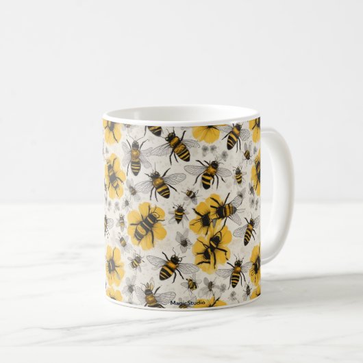 Bienen-Tasse: Bezauberndes Bienendesign Kaffeetasse (VorderseiteRechts)