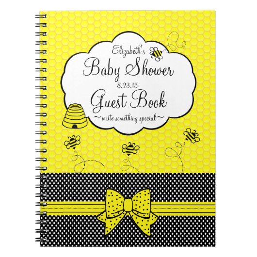 Bienen-themenorientiertes Babyparty-Gast-Buch Notizblock (Vorderseite)