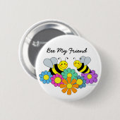 Bienen u. Blumen-Biene mein Freund Button (Vorne & Hinten)