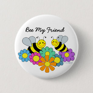 Bienen u. Blumen-Biene mein Freund Button
