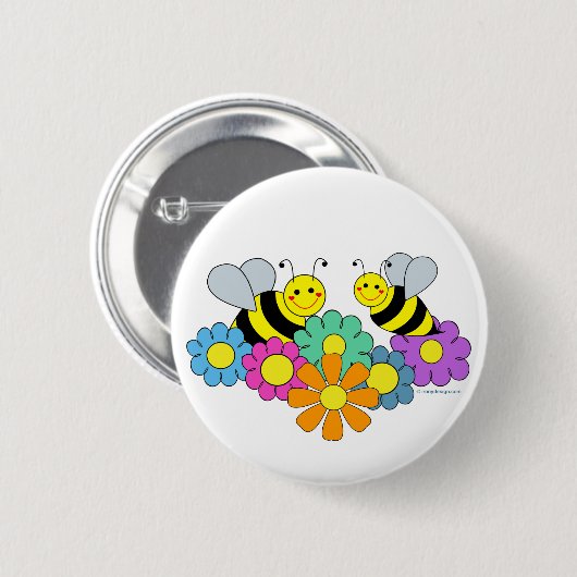 Bienen u. Blumen Button (Vorne & Hinten)