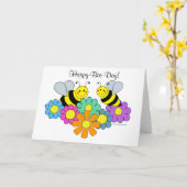 Bienen-u. Blumen-glücklicher Bienen-Tag Karte (Gelbe Blume)