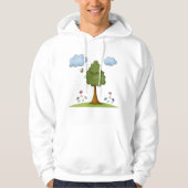 Bienen- und Baumlandschaft mit Blume und Wolken Hoodie (Vorderseite)