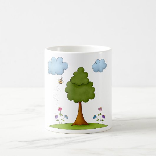Bienen- und Baumlandschaft mit Blume und Wolken Kaffeetasse