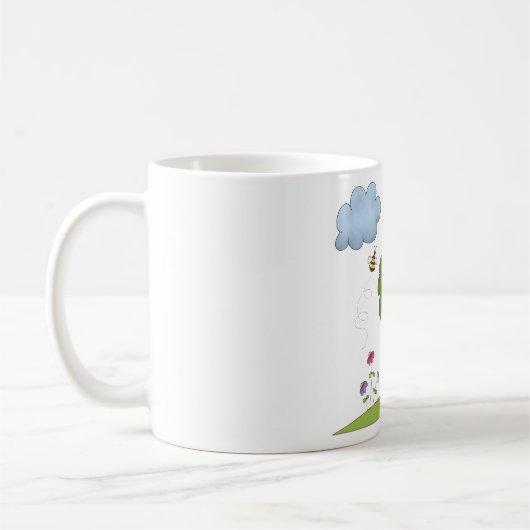 Bienen- und Baumlandschaft mit Blume und Wolken Kaffeetasse (Links)