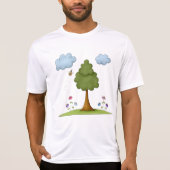 Bienen- und Baumlandschaft mit Blume und Wolken T-Shirt (Vorderseite)