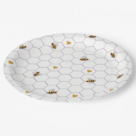 Bienen- und Bienenjugendliches Brautparty Pappteller (Schrägansicht)