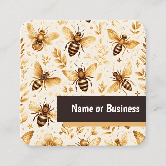 Bienen und Blätter Quadratische Visitenkarte (Vorderseite)