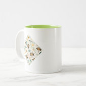 Bienen und Blume - Creme Floral Honey Bee Diamond Zweifarbige Tasse (Vorderseite Links)