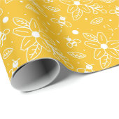 Bienen und Blume Gelber Geburtstag Geschenkpapier (Rolleneckpunkt)